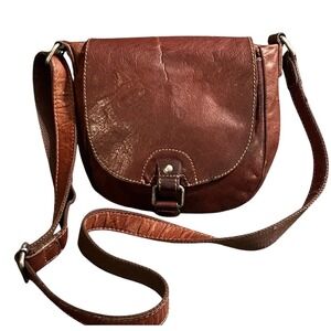 Jack Georges Genuine Leather Crossbody‎ Bag Brown Saddle Bag Purse